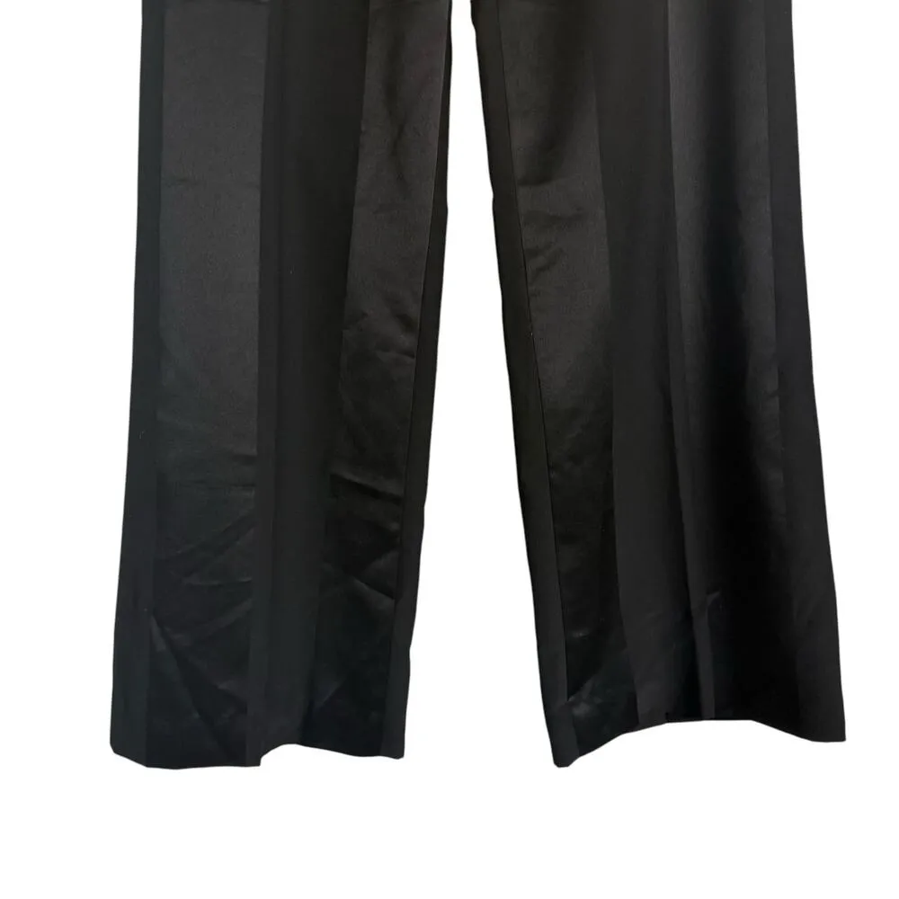 Grace Dane Lewis Black Satin Striped Wide Leg Trouser Dress Pants Size 8 - Image 5