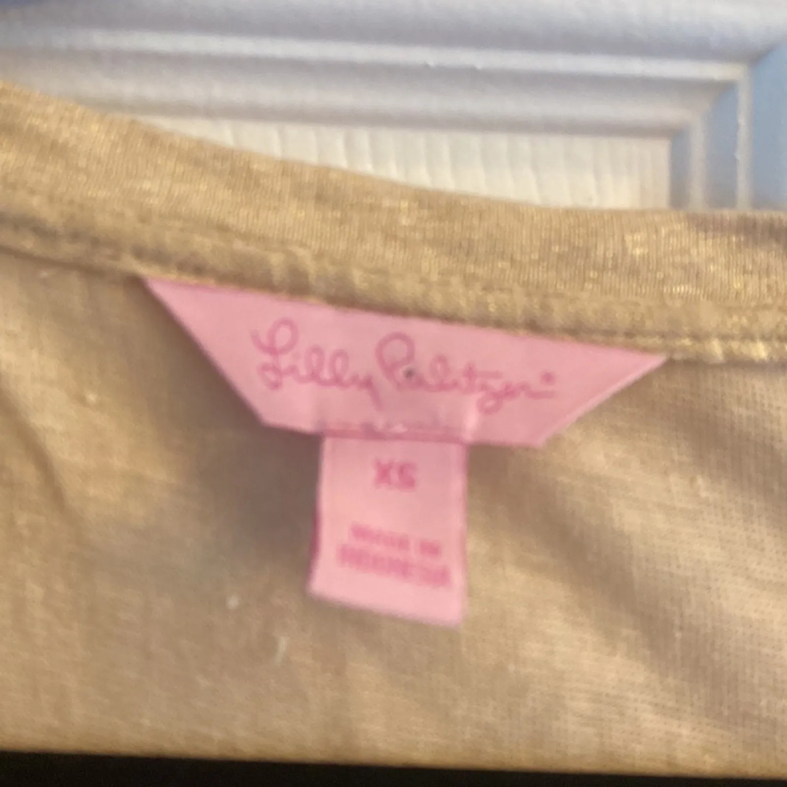 Lilly Pulitzer Womens XS Gold Sand Dune Linen Inara Short Sleeve Top Coastal - Image 3