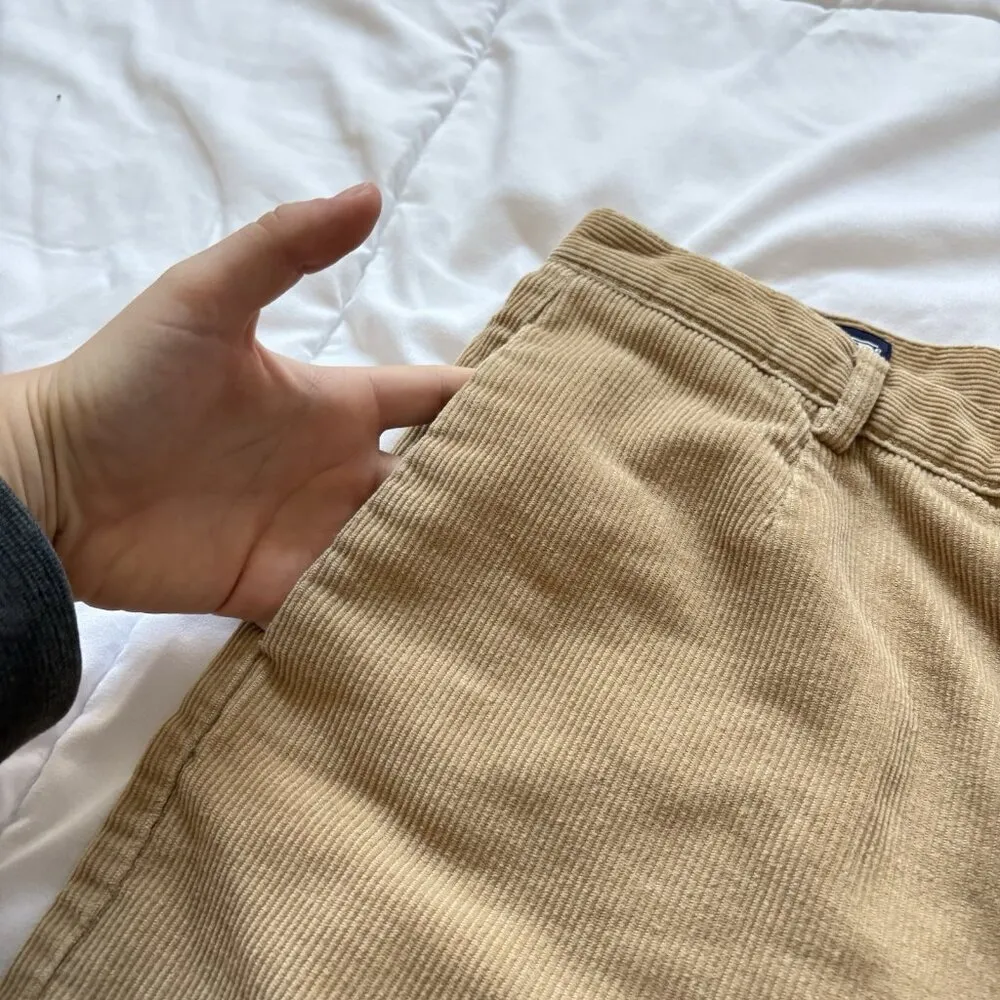 Lands End Womens Size 10P Corduroy Pants Tan Beige High Waist Pockets Belt Loops - Image 6