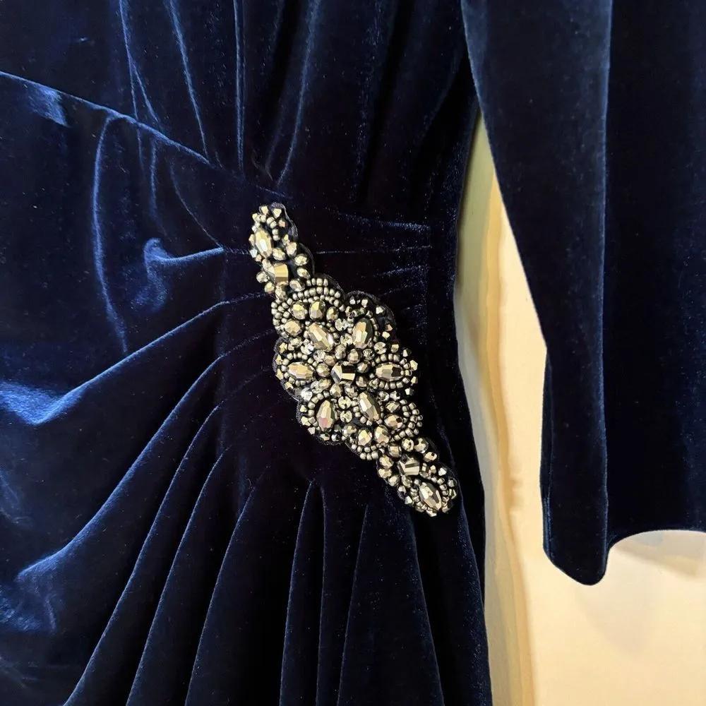 Alex Evenings Women's Side-Ruched Velvet Jewel Dress size 8 mother of the‎ bride - Image 3