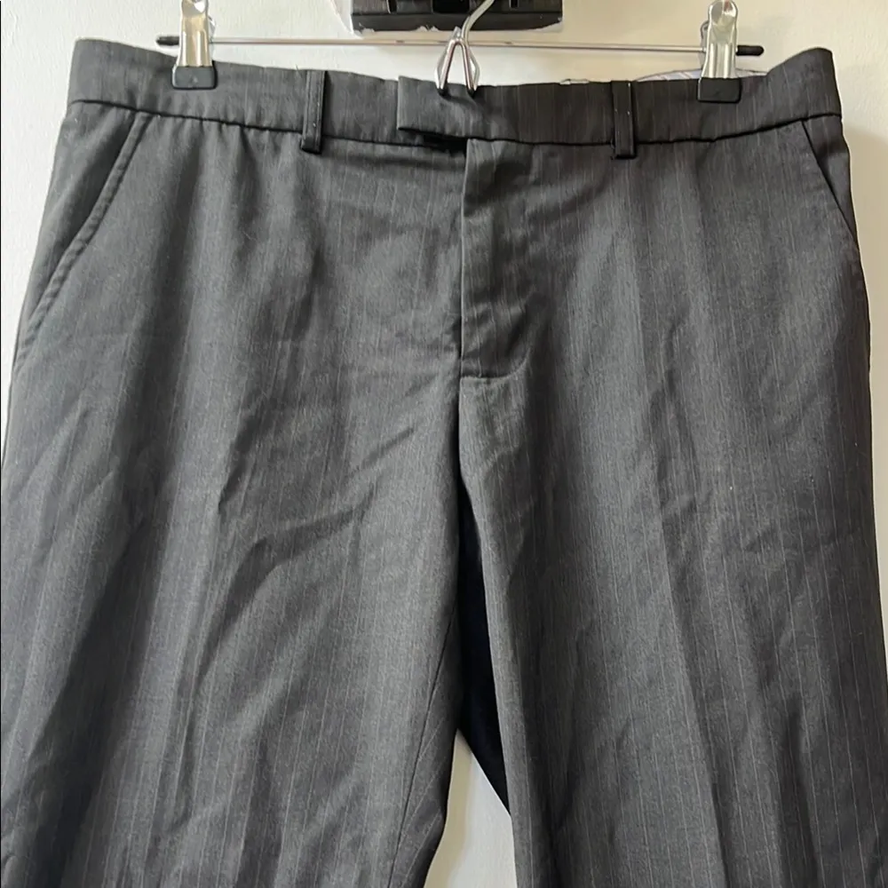 Women’s Dress Pants Brown Pinstriped Trousers Size 32 - Image 2