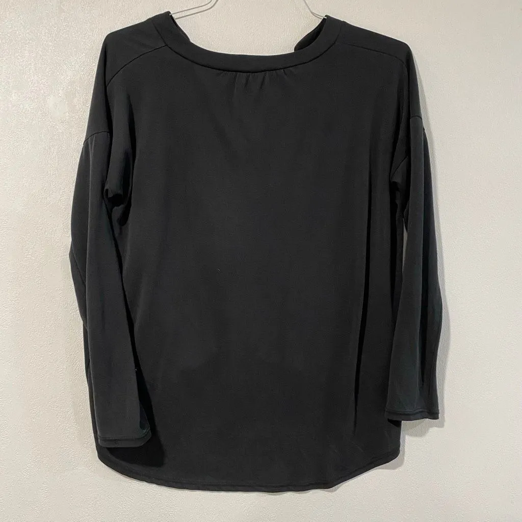 Harper  Heritage Black Twist Front Top Women’s Small – High Low Draped Long Sleev - Image 2