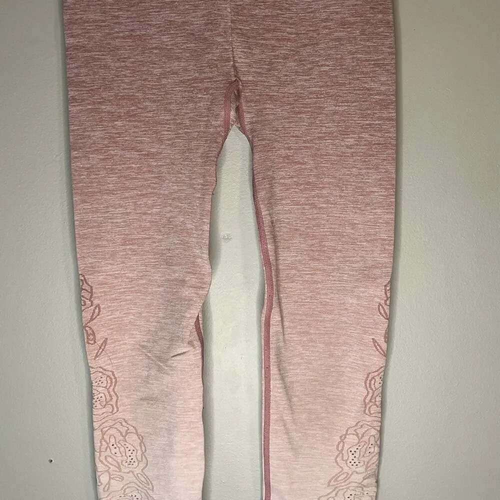 Calia by Carrie Underwood Heather Pink Floral Tectured Leggings Size XS - Image 3