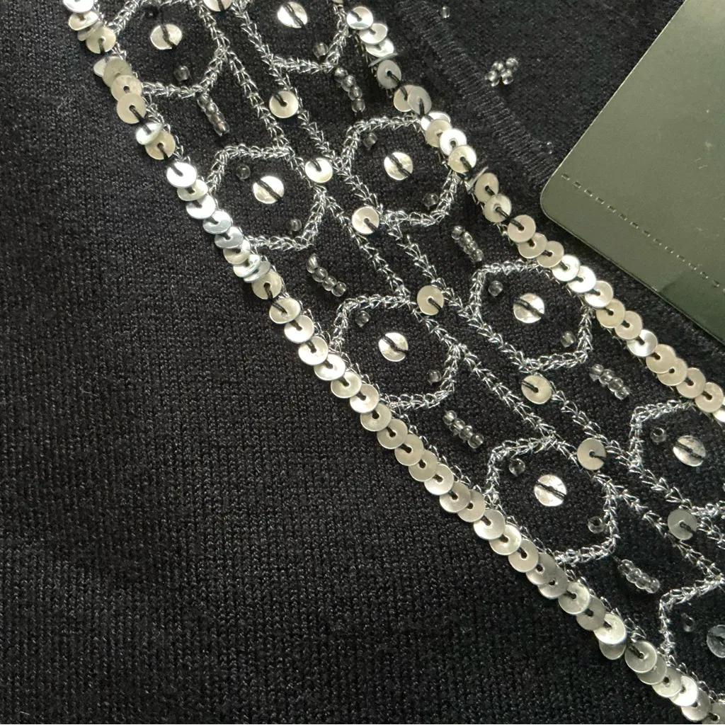 Vintage Marshall fields rayon sequined v - Image 4