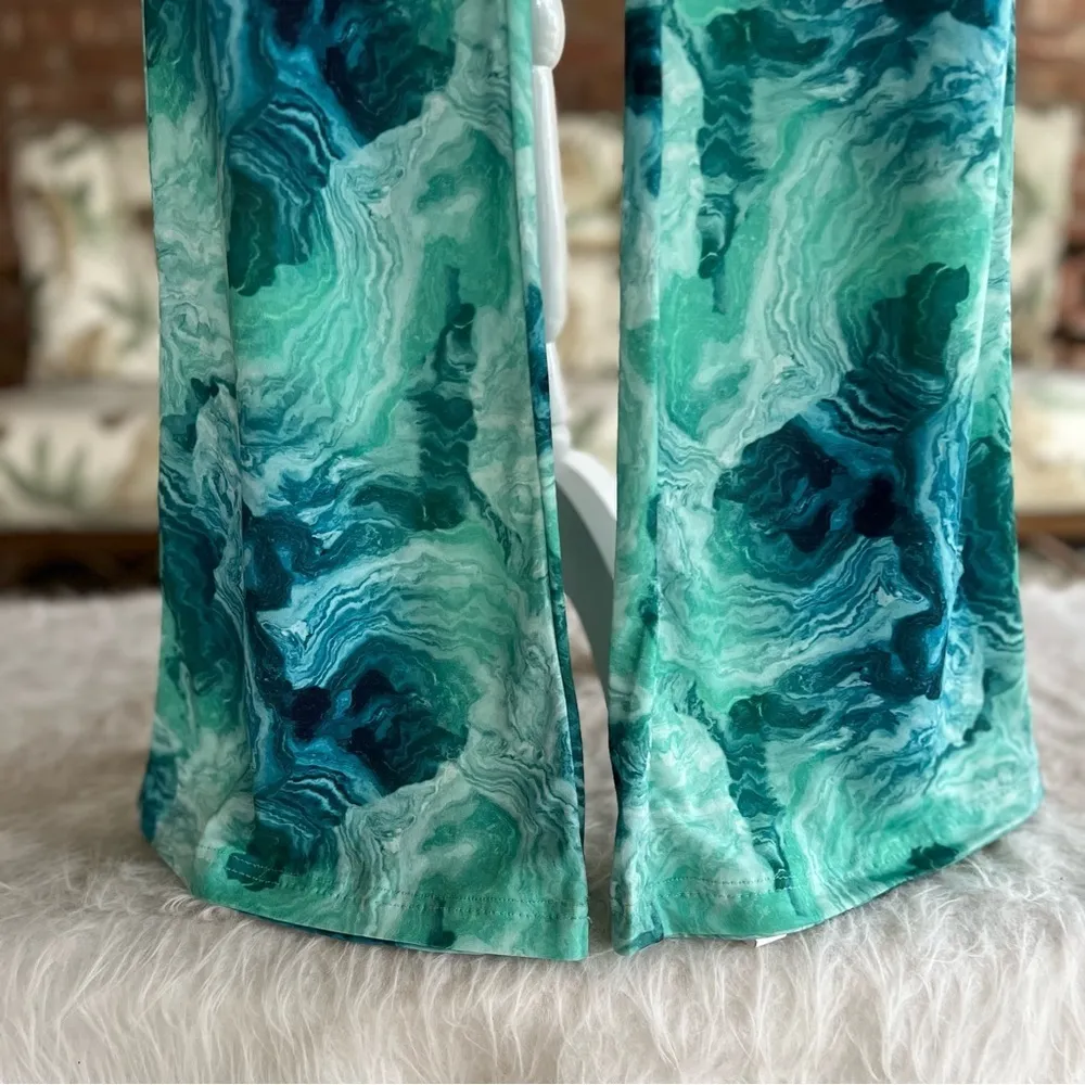 Club L London Bardot Jumpsuit Off the Shoulder Flared Mesh Blue Mint Glam NWT 2 - Image 9