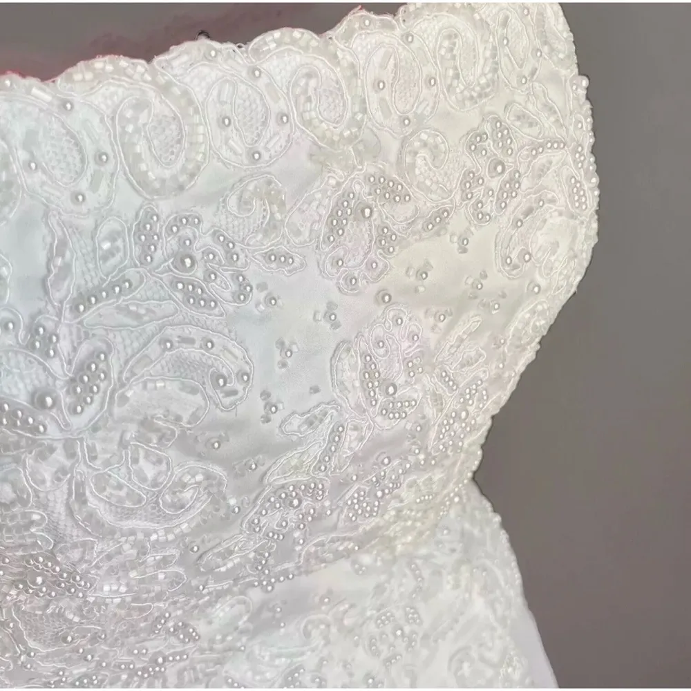 Lady Eleanor David’s Bridal Gown White Strapless Chapel Wedding Dress Size 12 - Image 7