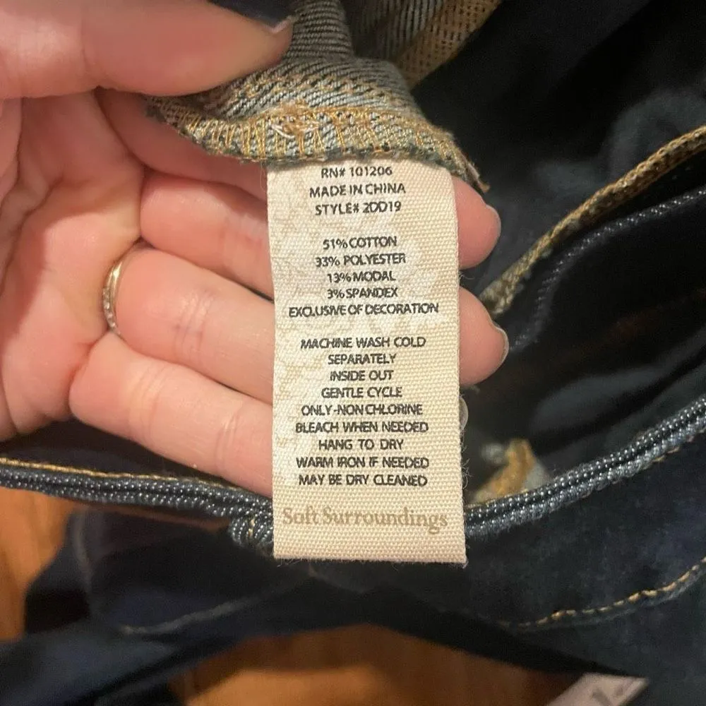 Soft Surroundings straight leg lace hem jeans size 2 - Image 8