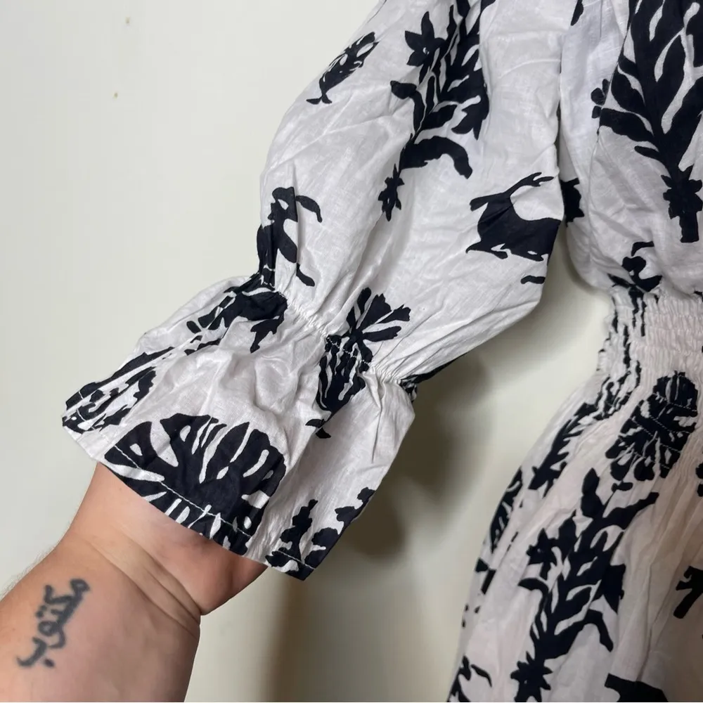 Guadalupe Inaya 100% cotton white and black midi Dress sz S - Image 8