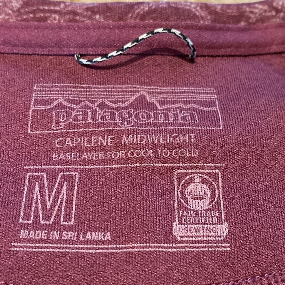 Patagonia Capilene Midweight Base Layer Crew Neck L/S Aubergine White Top Sz M - Image 4