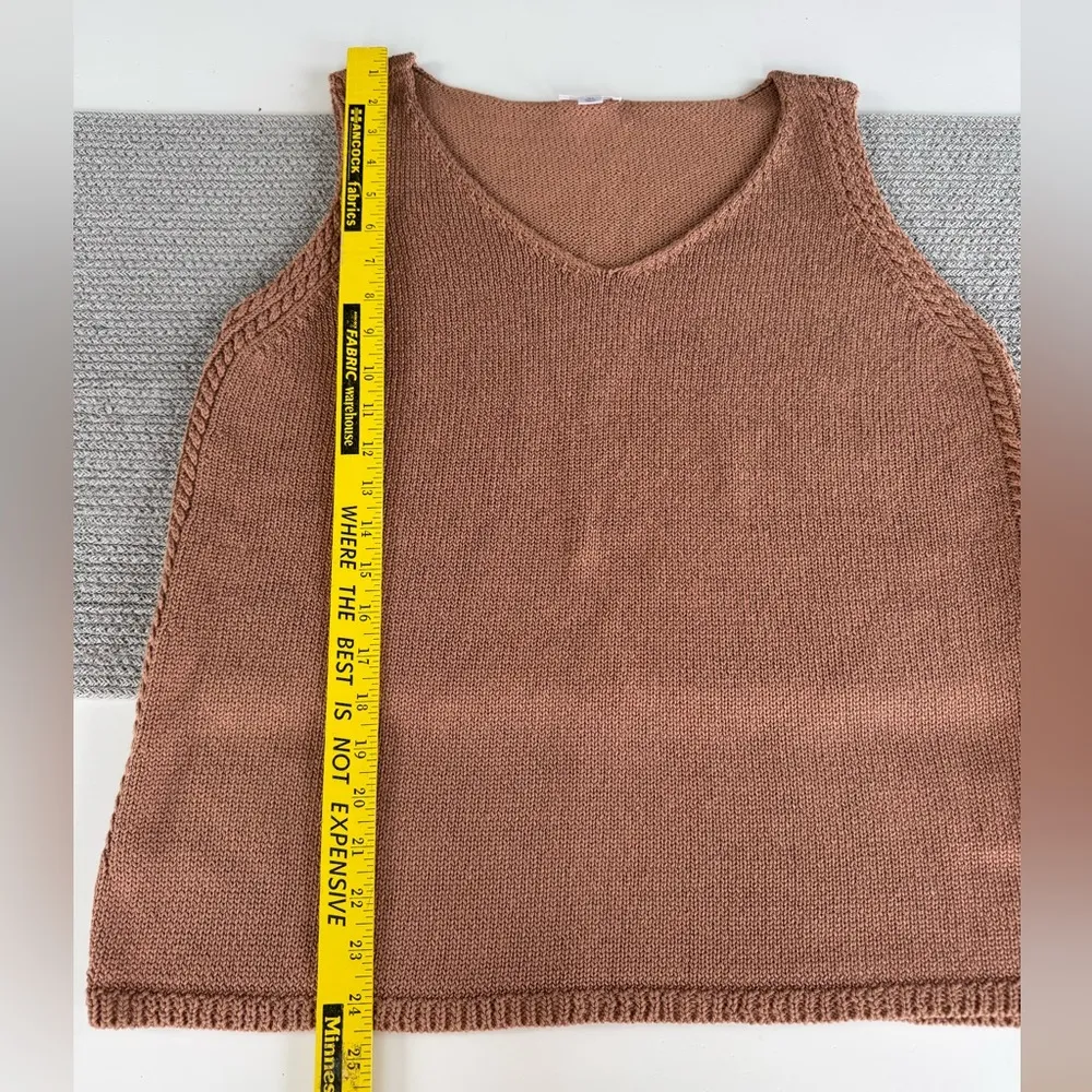 Tribal Jeans Camel Tan Knit Sweater Vest w Braided Details Size Large - Image 8