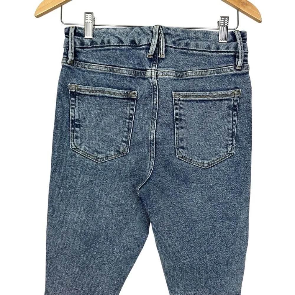 Good American Good Waist Good Crop Jeans Distressed Medium Wash Size 6 - Image 10