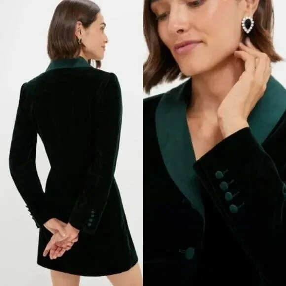 Pomander Place Tuckernuck NWT Green Velvet Stacie Button Front Dress 6 - Image 3