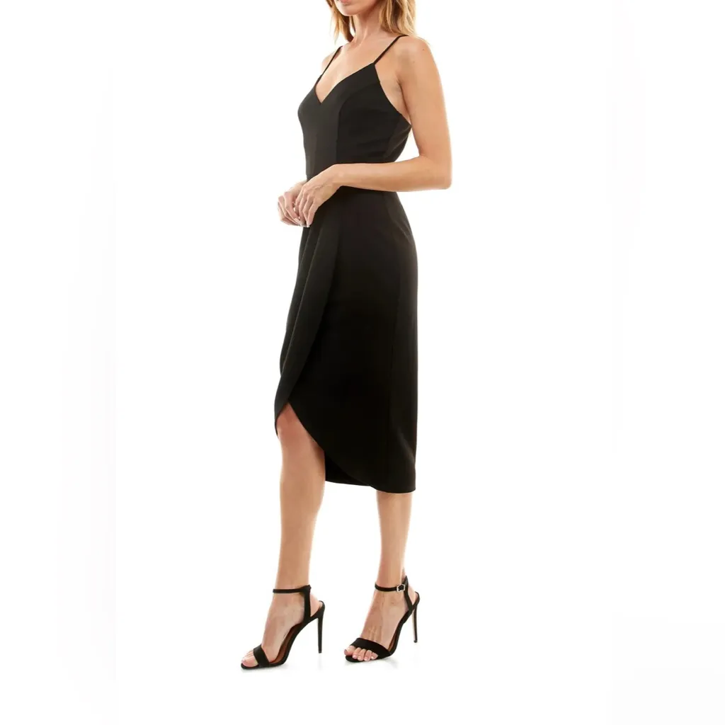 Socialite Wrap Front Camisole Cocktail Dress Black Lulus Inspo S - Image 2