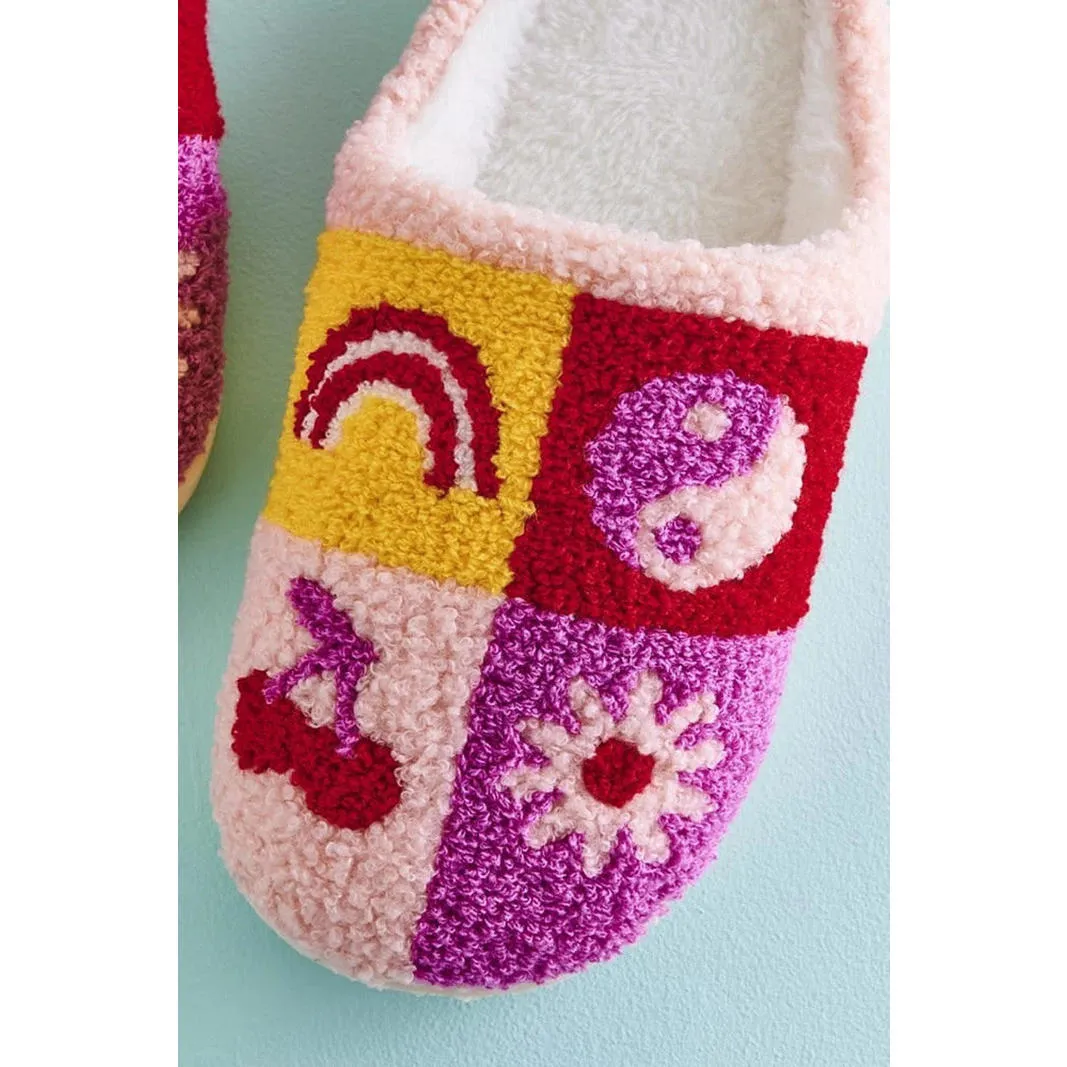 FUZZY CHERRY CHECKERS SLIPPERS Fuzzy Slippers SIZE S/M - Image 2