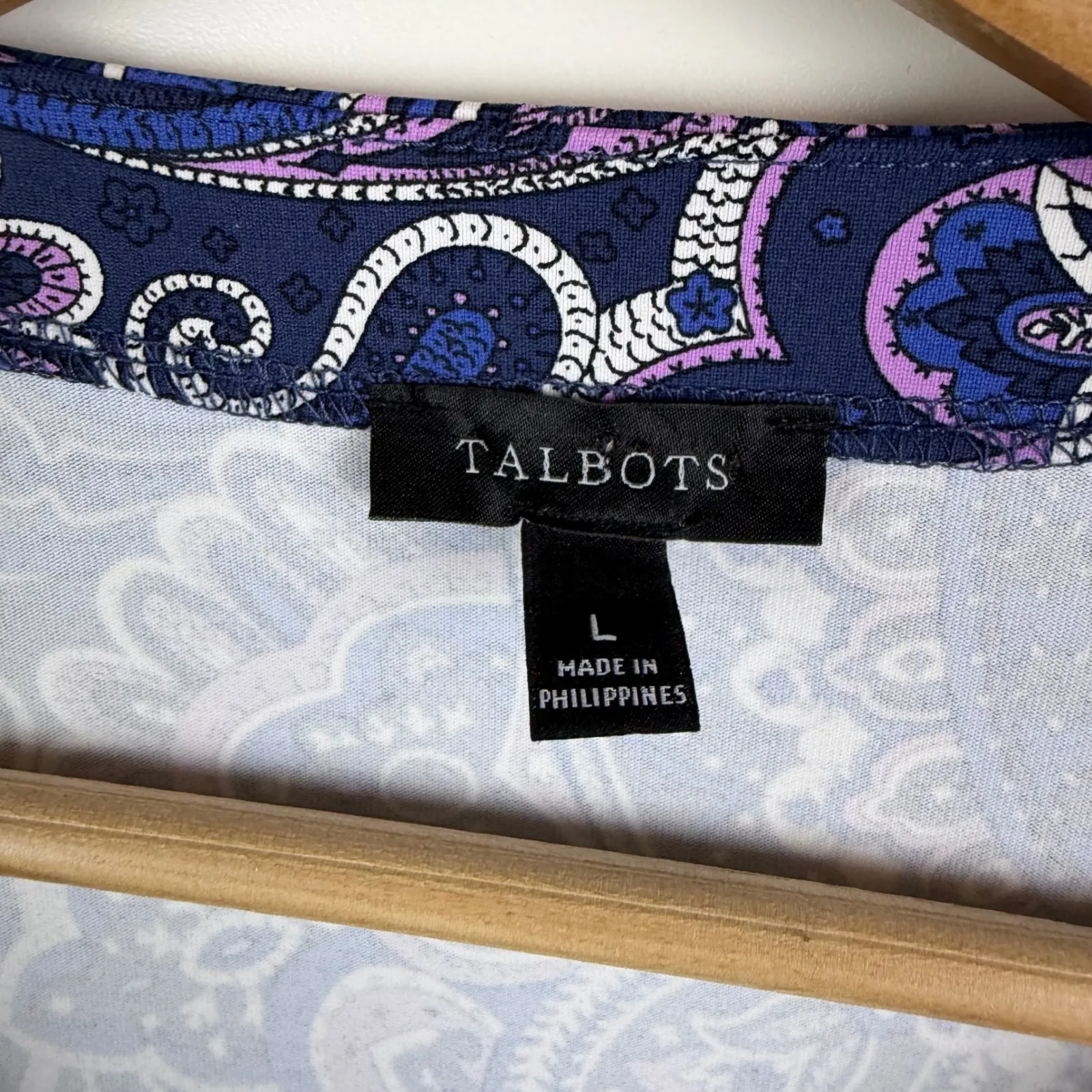 Talbots Paisley Knit Dress Large Multicolor Soft Stretch Lightweight Preppy Fall - Image 5