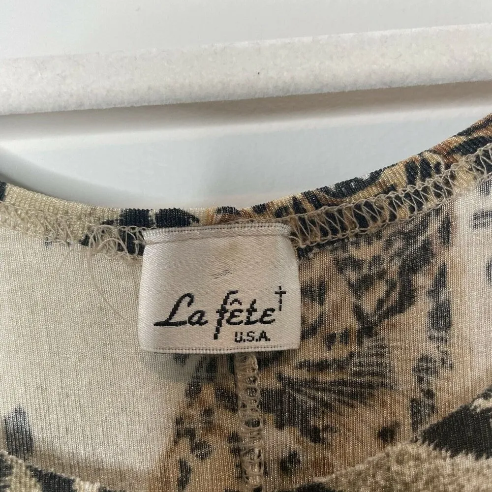 Vintage Retro Neutral Tiger Face Print Midi Tank Top Shift Dress One Size - Image 2