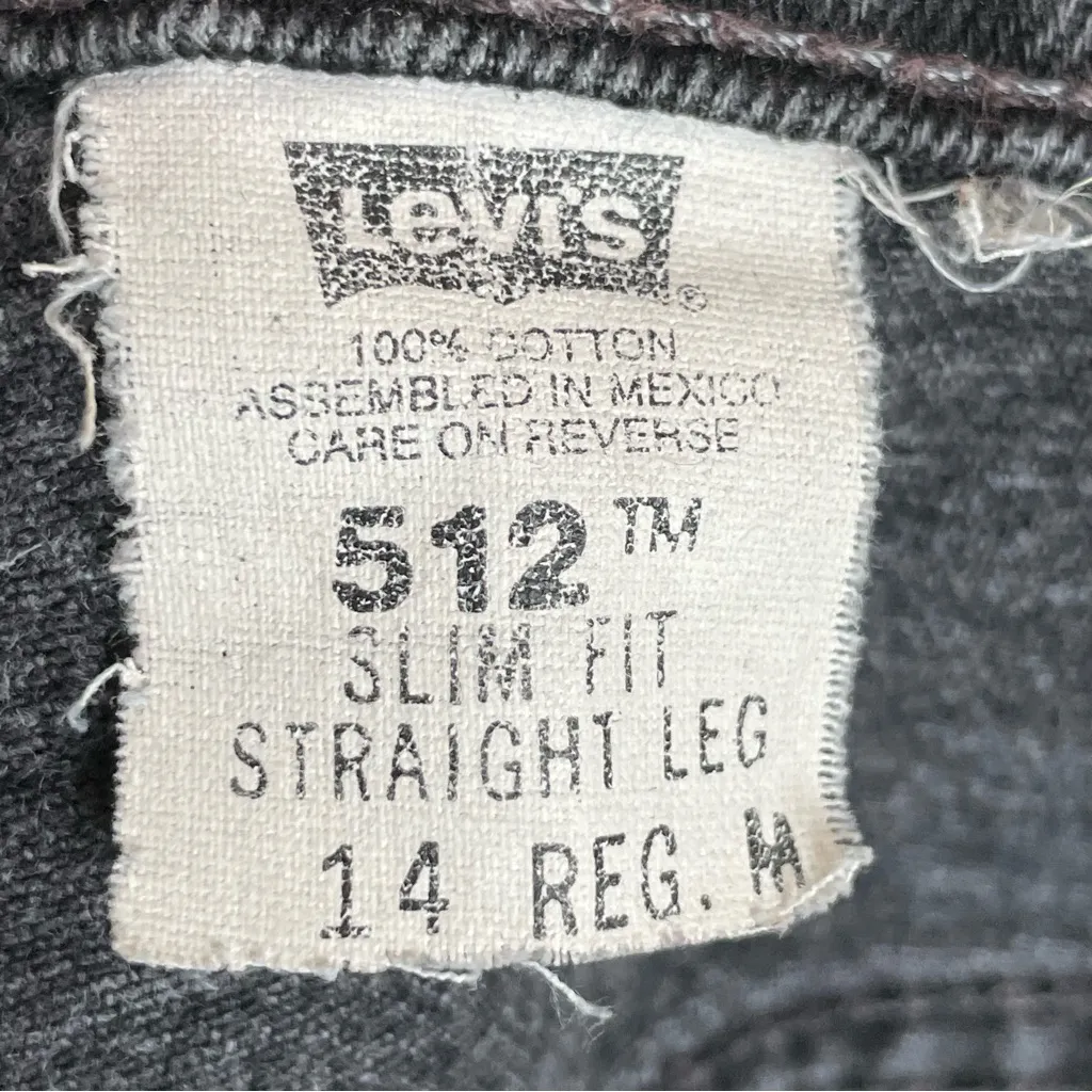 Vintage Levi's 512 Jeans 1998‎ Destroyed Distressed Faded Black Grunge 14 Reg M - Image 7