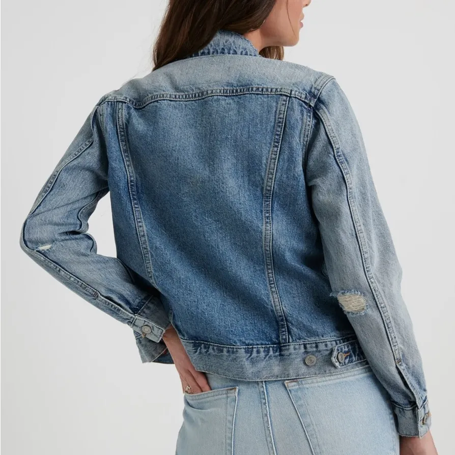 Lucky Brand ‘Tomboy Denim Trucker’ Distressed Denim Jacket in ‘Cumberland River’ - Image 5