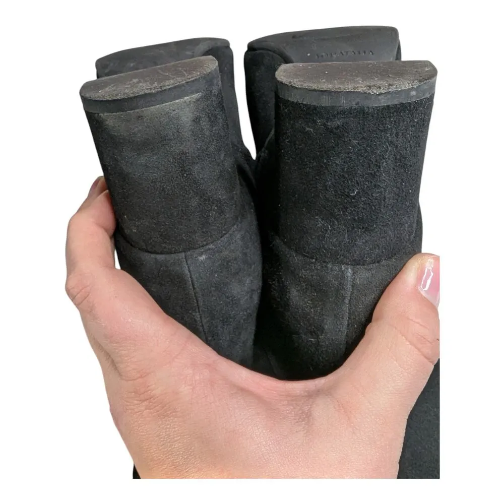 Aquatalia Karly Black Suede Knee High Pointed Toe Block Heel Minimal Boots 9.5 - Image 5