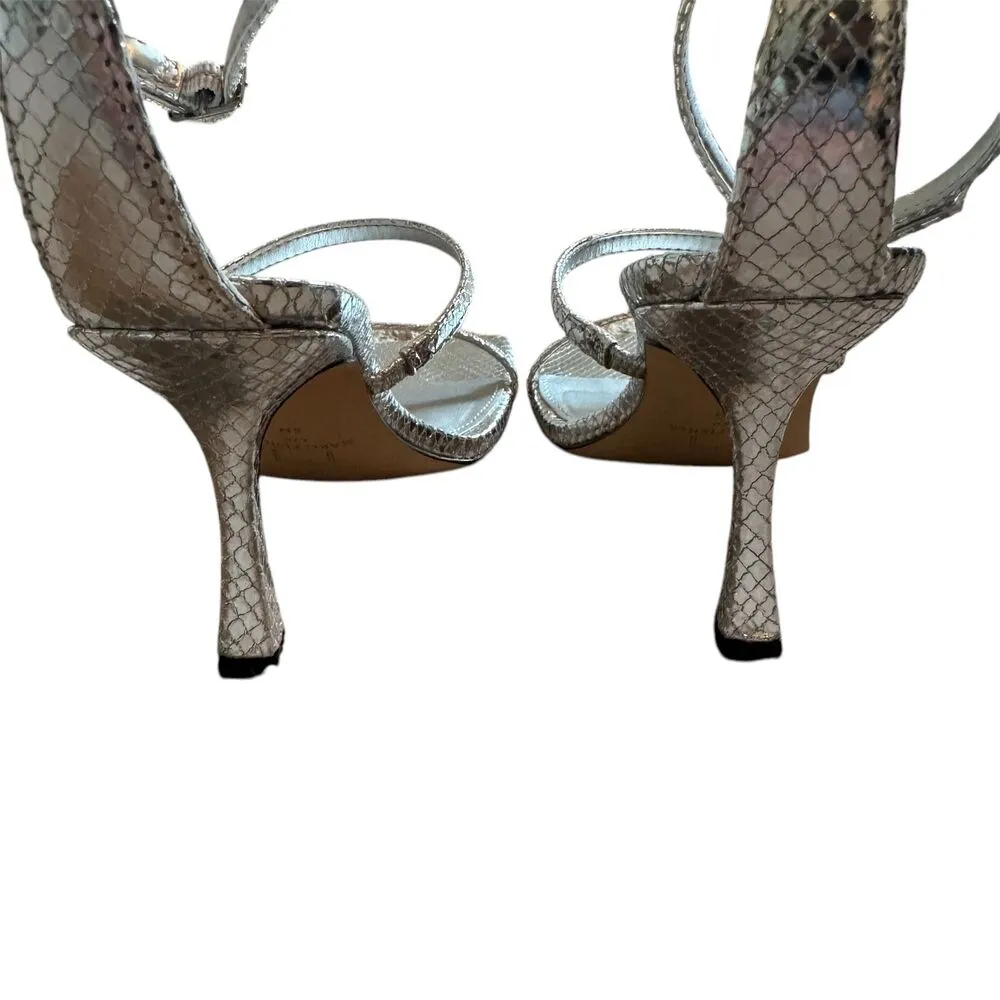 Marc Fisher | Dalida Heeled Sandal Silver Leather Size 8 With Box - Image 6
