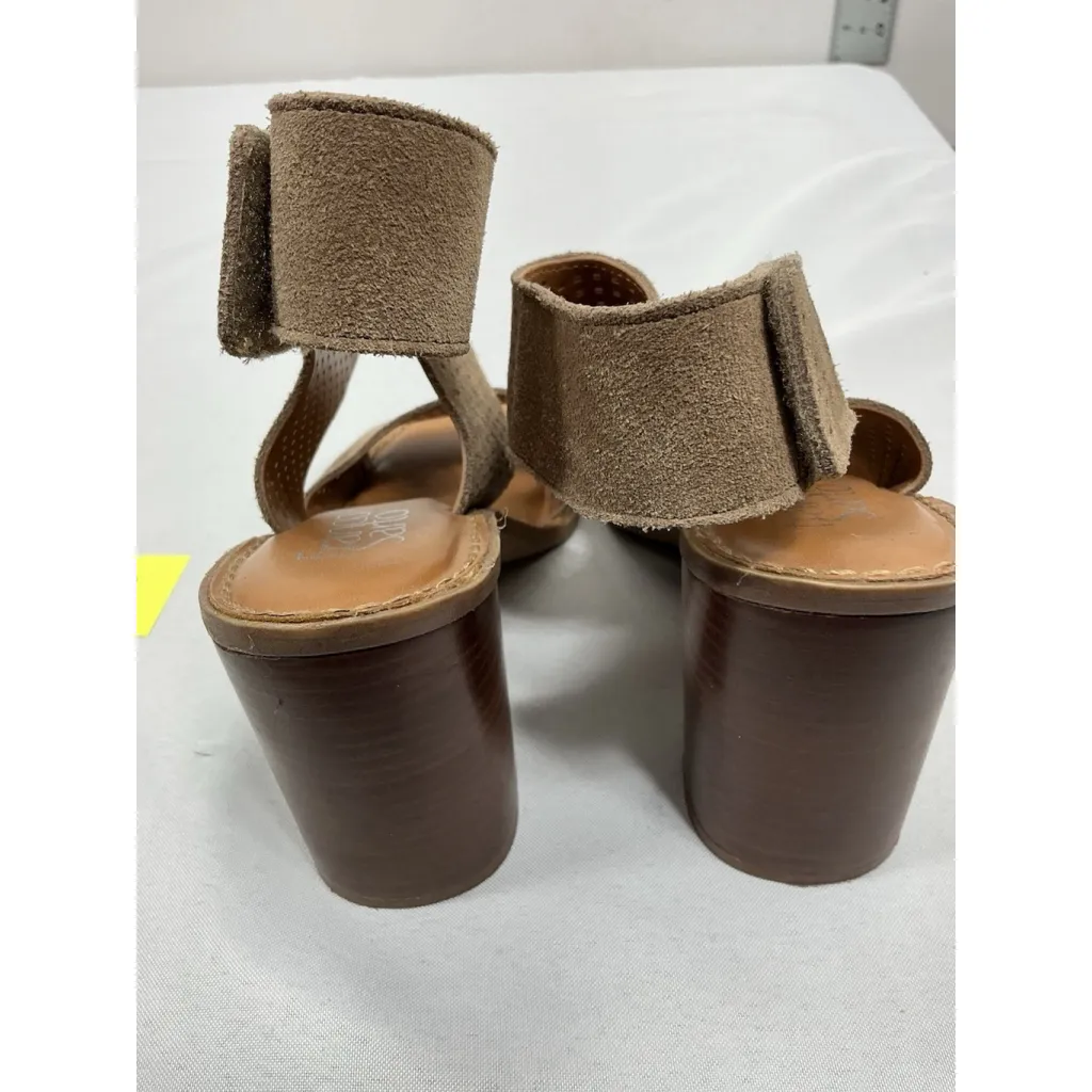 Womans Franco Sarto Delores Sandals 7.5 M Brown Vented Open Toe Slingback Heel - Image 4