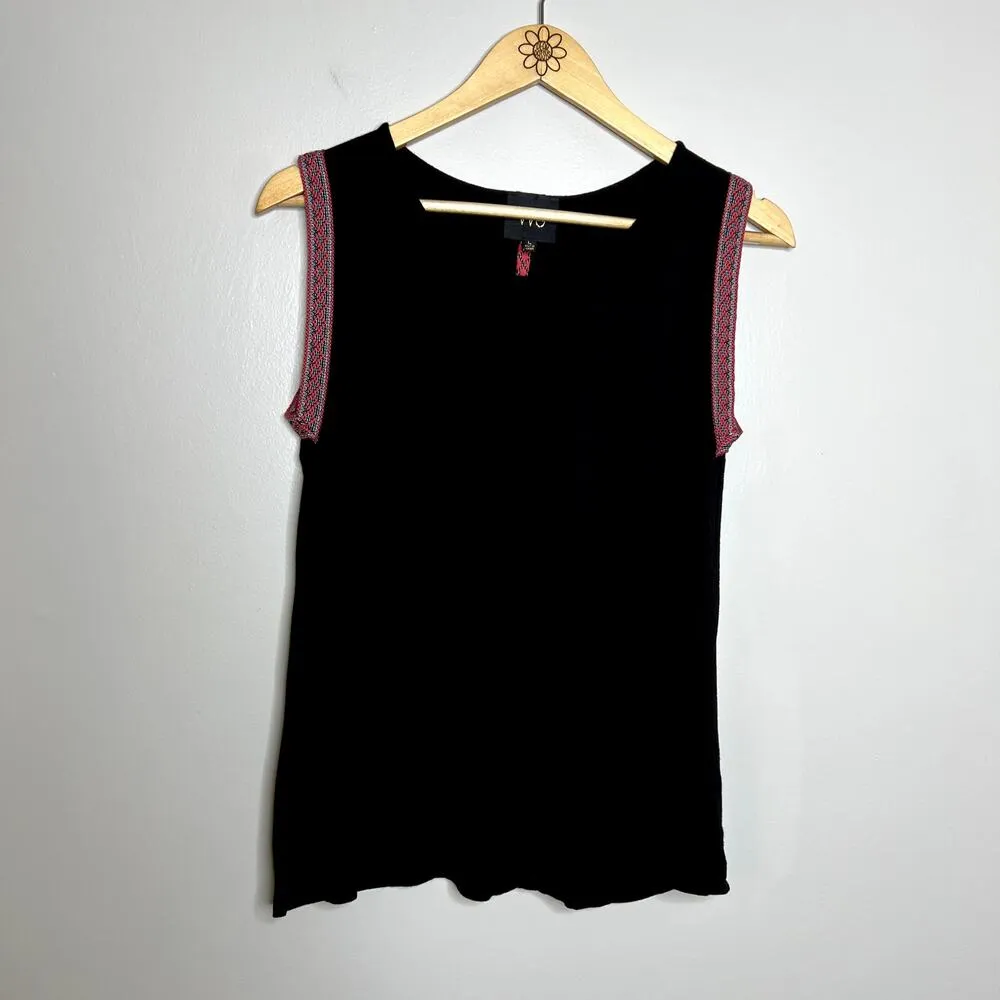 W5 Black Embroidered Muscle Tee Tank Top - Image 4