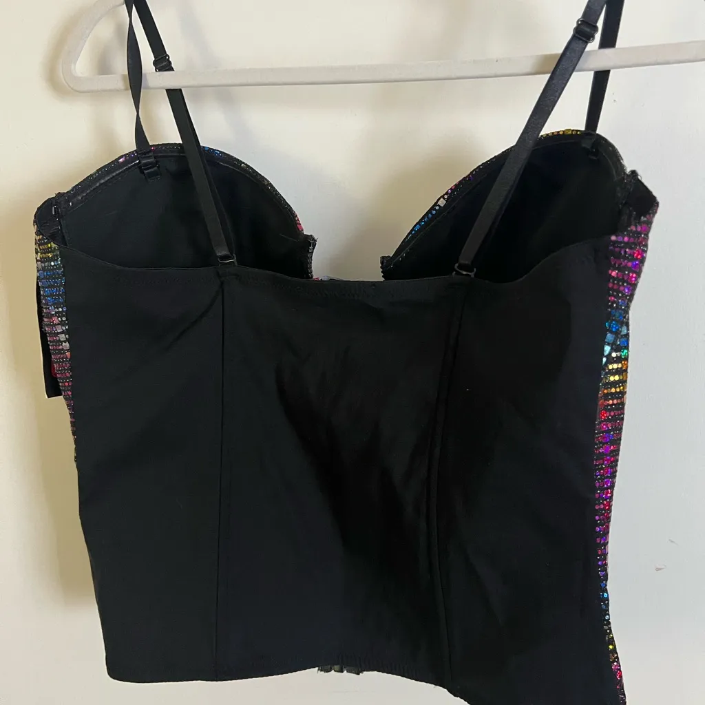 Colorful Sequin Bustier Top Black Size XL - Image 8