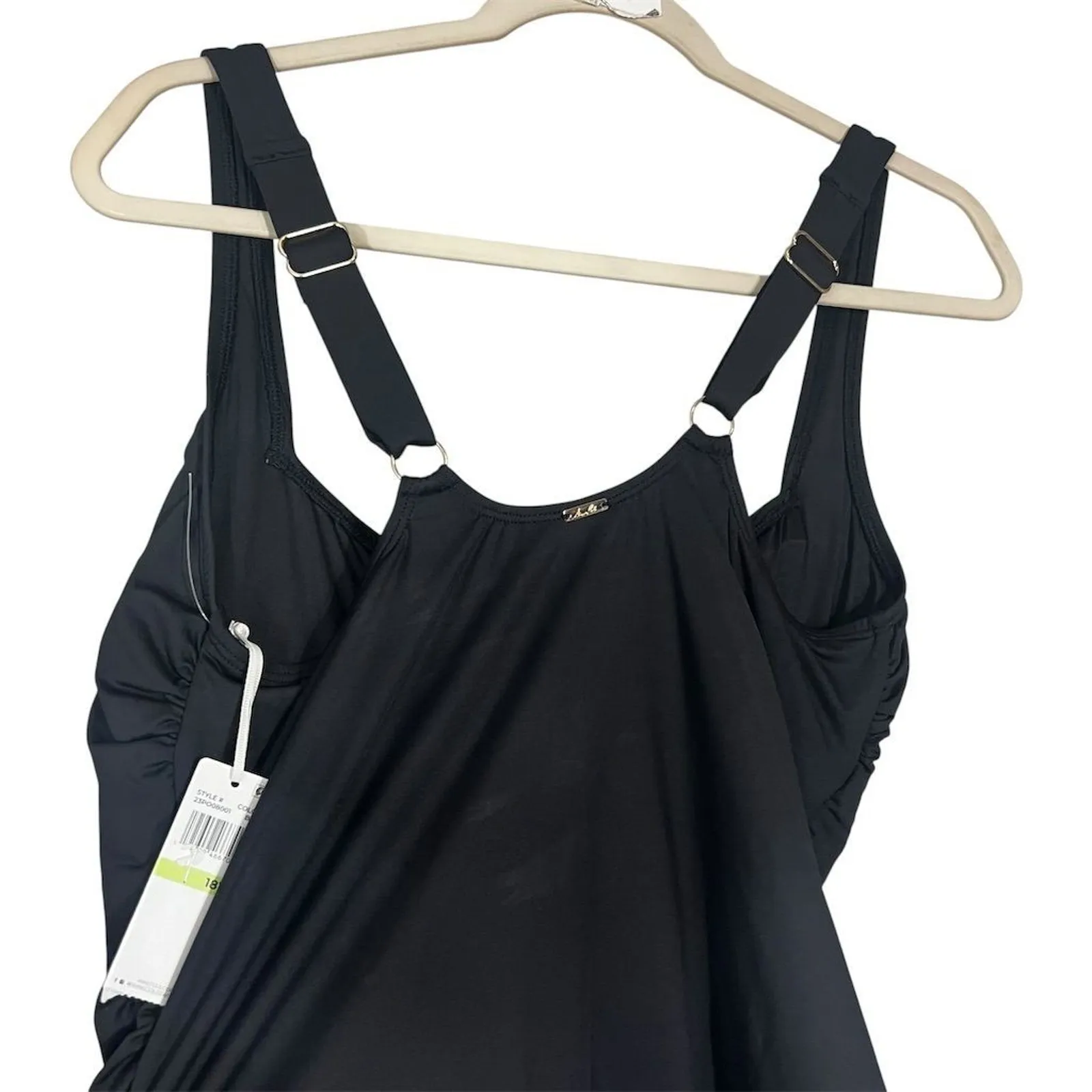 Anne Cole Women's Plus 18W Black Square Neck One Piece Swimsuit - Image 4