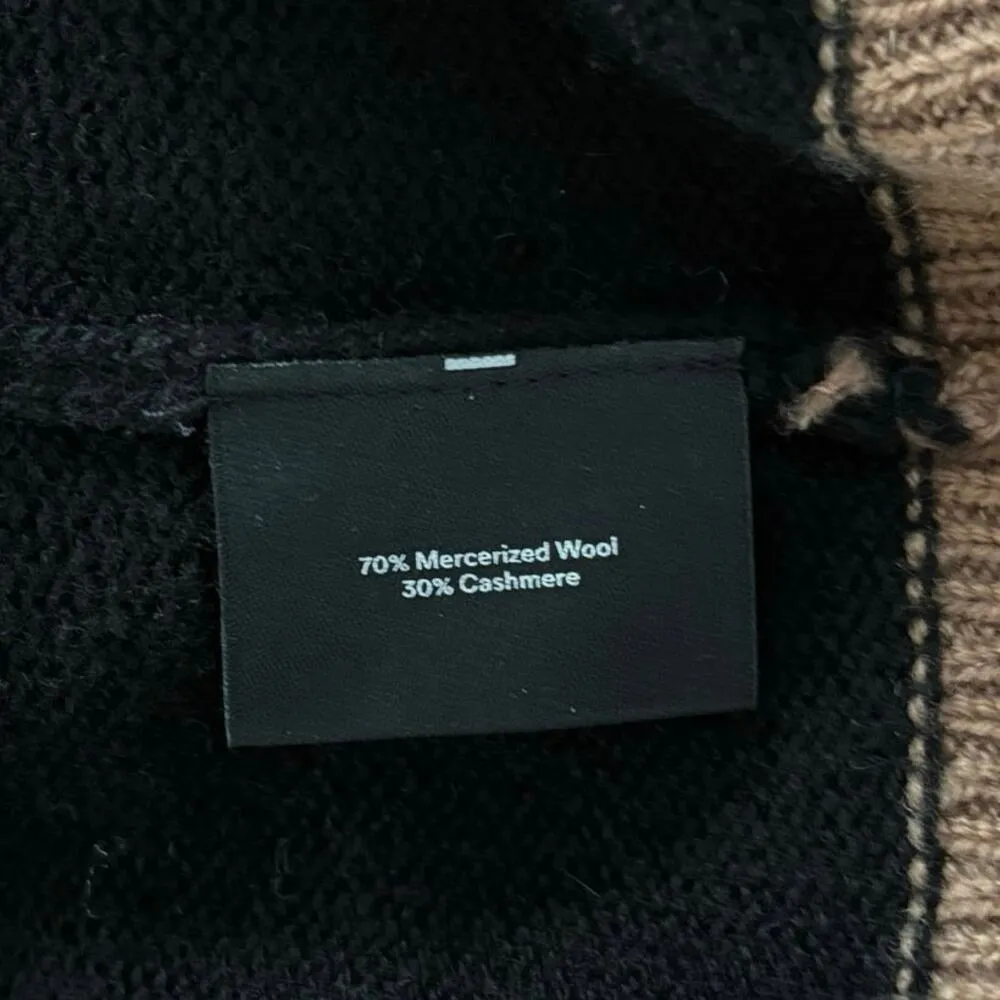 Summersalt The Luxe Cashmere Blend Button Crewneck Sweater Black Brown Wool - Image 4