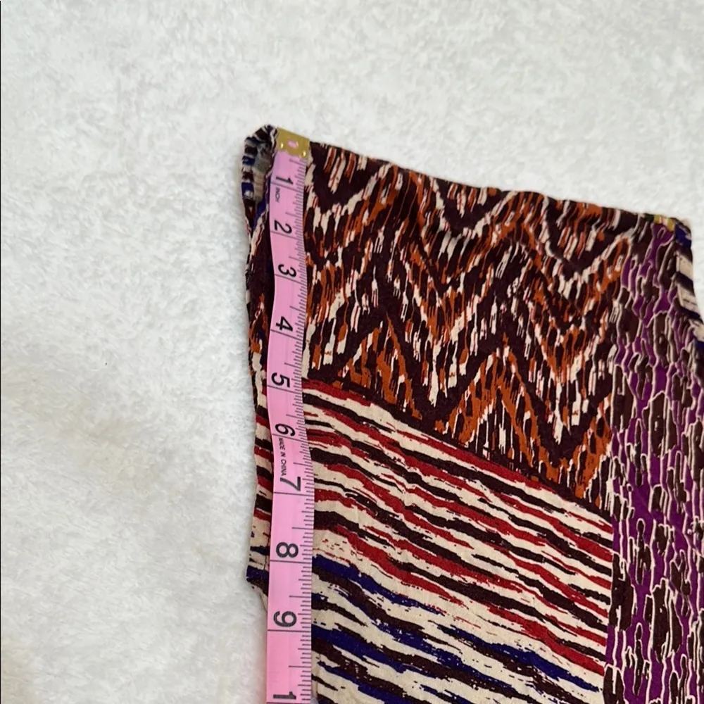 The Original Inc. Geometric Cap Sleeve Crop Blouse in Multicolor Brown Size L - Image 7