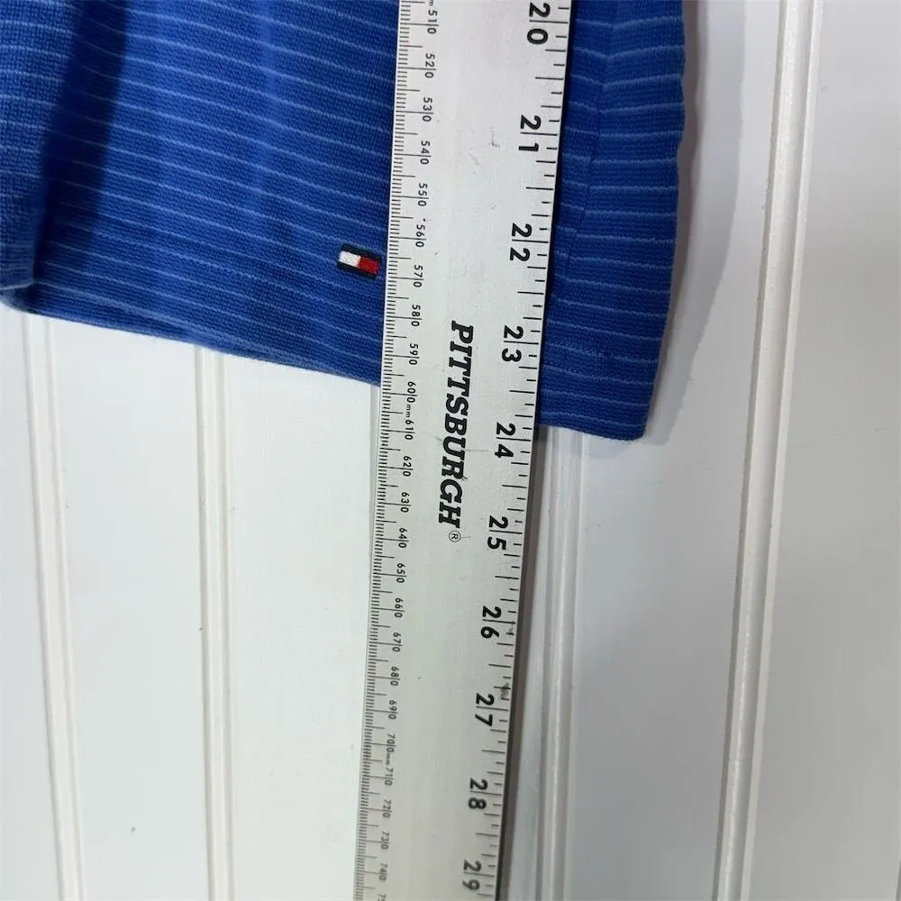 Vintage Y2K Tommy Hilfiger Golf Polo Shirt L Blue Stripe 100% Cotton Preppy Core - Image 4