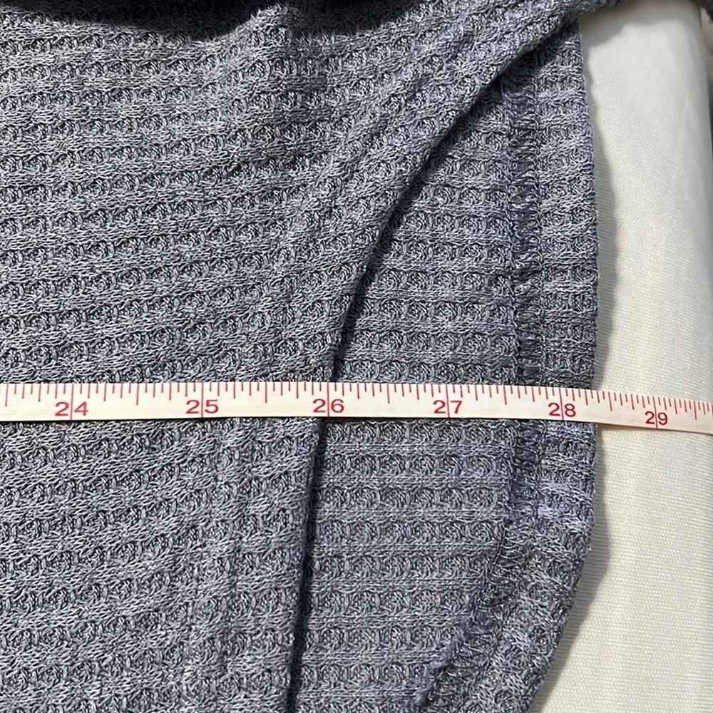 IWOLLENCE size medium womens v neck waffle knit long sleeve tie front blue grey - Image 7