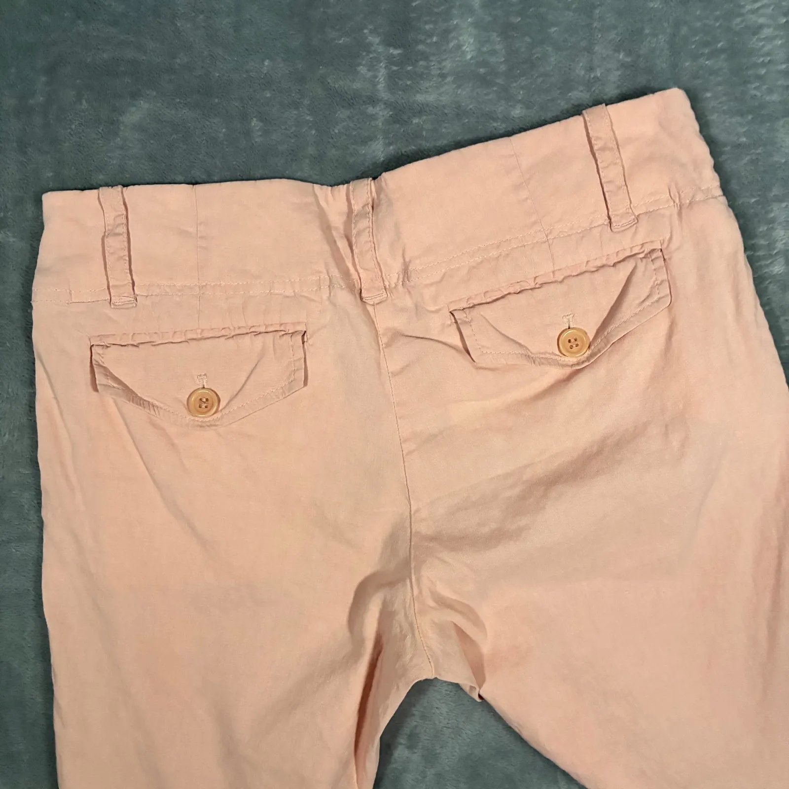 Theory Linen Blend Wide Leg Low Rise Trousers Pants Women's 6 Peach - Image 4