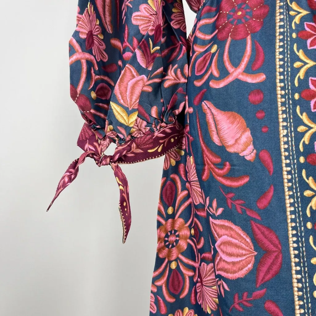 NWOT Farm Rio Floral Beads Tie Printed Tunic Ruffles Maxi Dress Size XS - Image 11