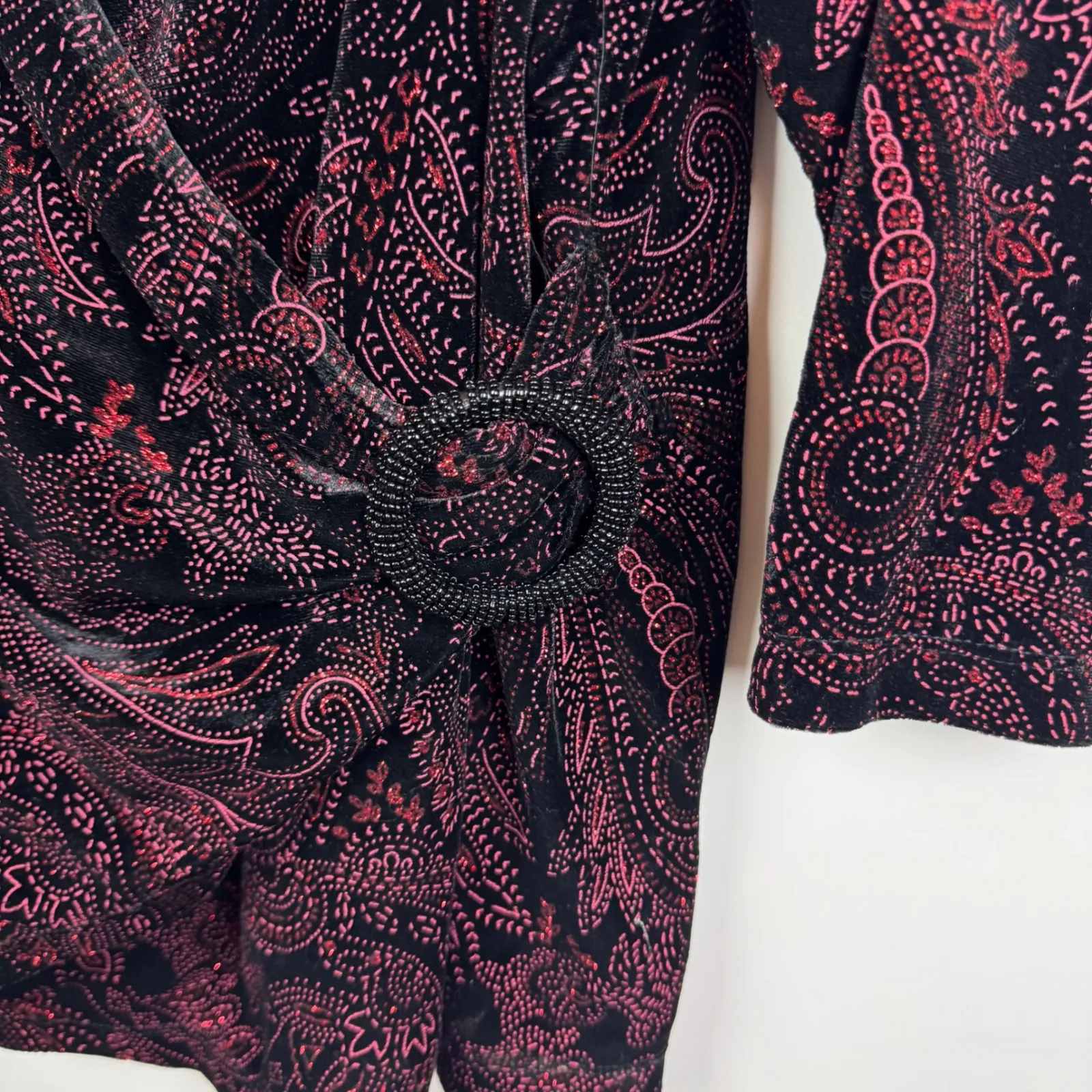 Notations Woman Sparkle Paisley Wrap Top Size 3X Velvet Whimsigoth Dark Romantic - Image 2