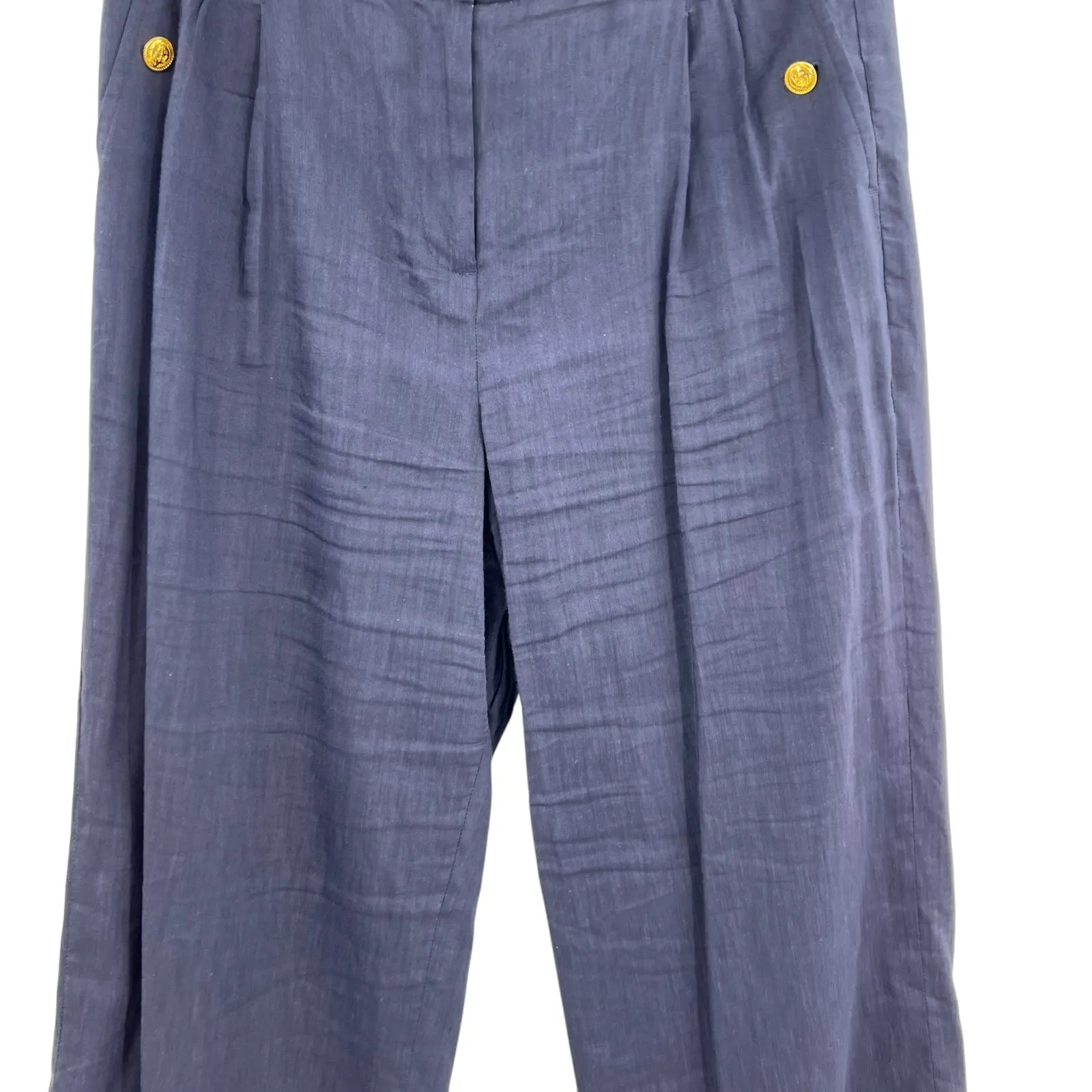 J. Crew Collection Marie‎ Marot Wide-Leg Pant Italian Line Blend Navy Blue 12 - Image 8
