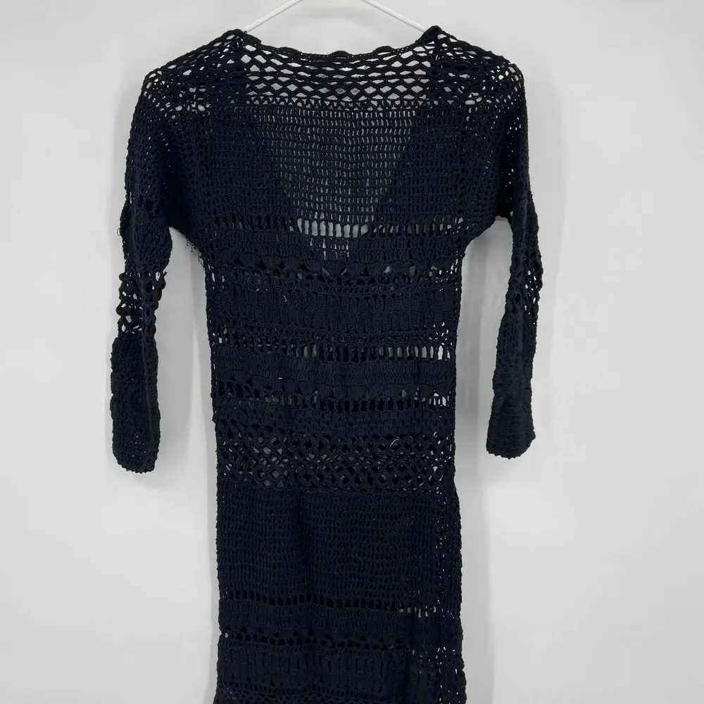 NWT Poupette St Barth Kaia Crochet Maxi Dress Medium Black Cover Up Medium - Image 8