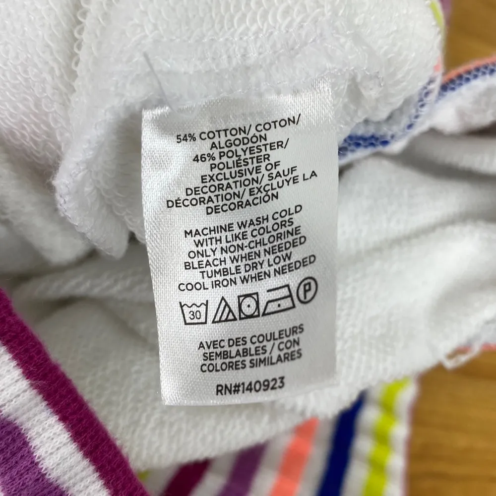 Lou & Grey White Sweat Shorts Colorful Stripped Waistband Drawstring Pockets L - Image 4