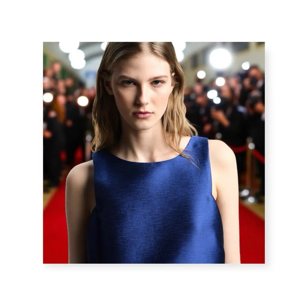 FRNCH 𒀭 Shimmery Sleeveless A Line “Tent” Dress 𒀭Royal Blue 𒀭L - Image 2