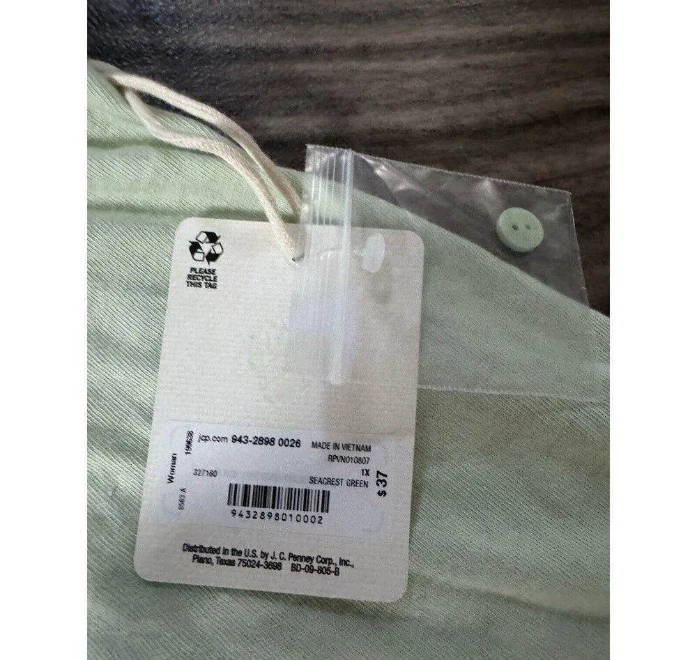 a.n.a SZ 1X Green Sleeveless Blouse Top Ruffle Eyelet Keyhole Backside Cotton - Image 6