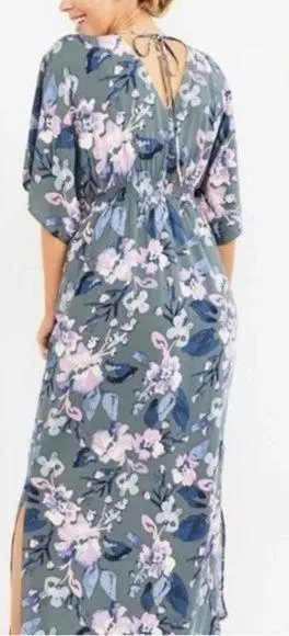 Jessica Simpson Maternity Gray Floral Maxi Dress M - Image 2