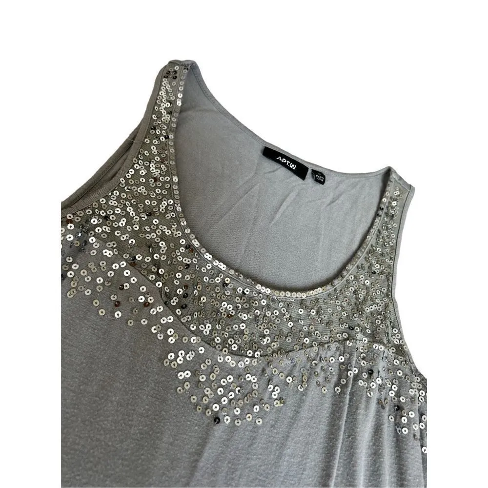 Apt. 9  gray silver sequin tank top size - Image 2