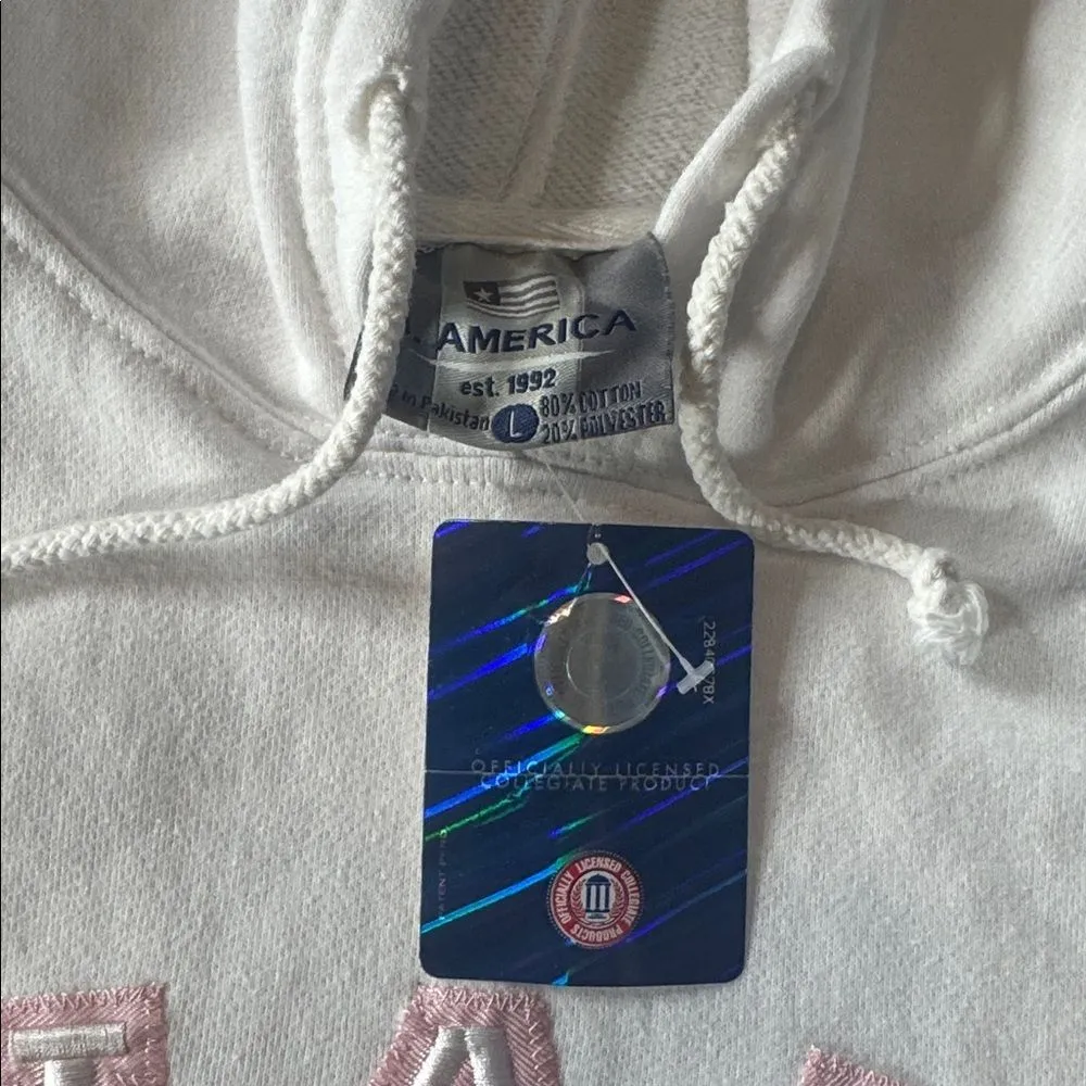 Women’s White Embroidered MIAMI College Hoodie Size L NEW - Image 9