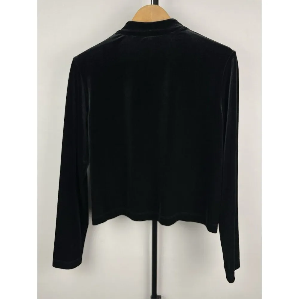 Chico’s‎ Women's Black Velvet Rhinestone Button Cocktail Party Vintage Sweater M - Image 6