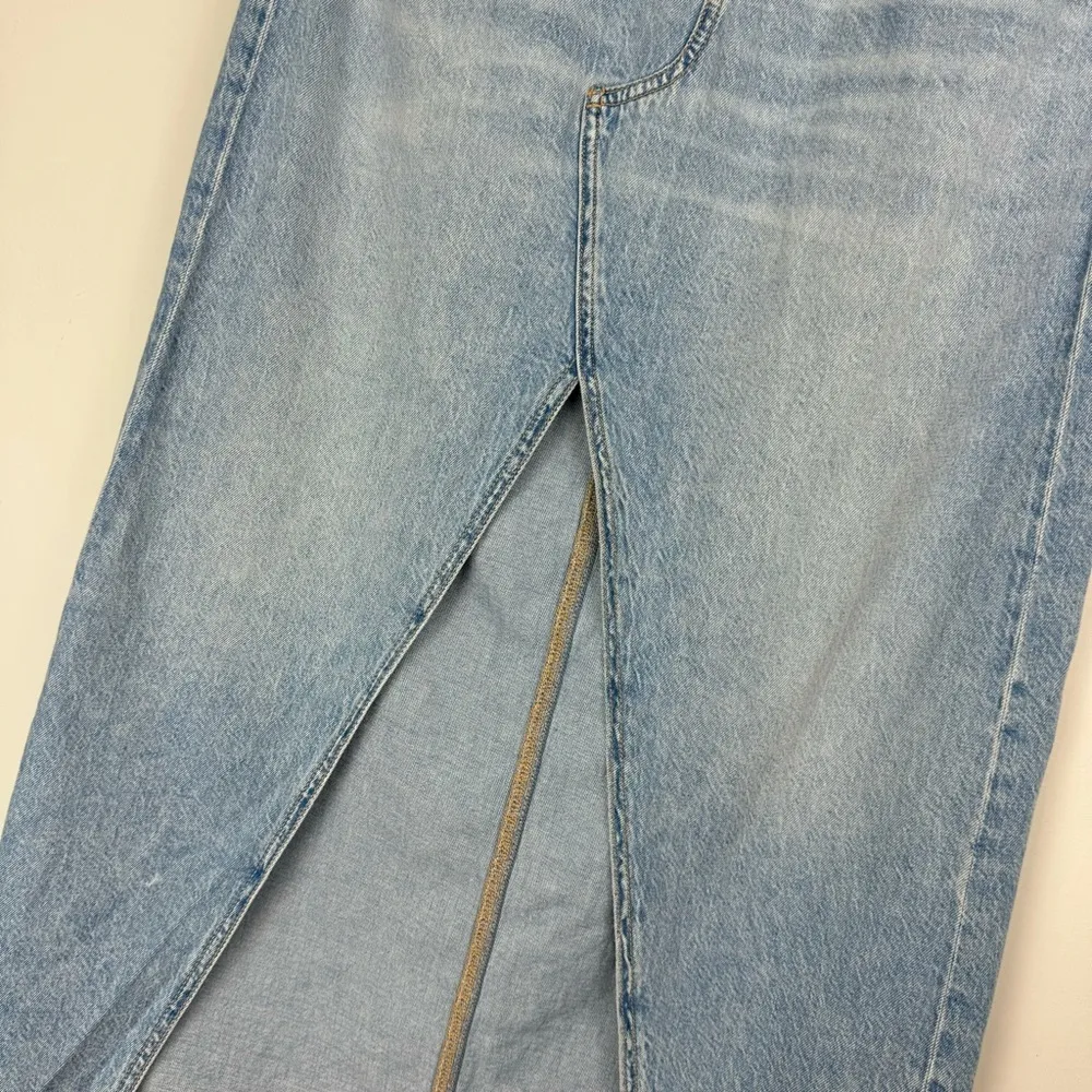 American Eagle Low Rise Maxi Skirt Sz 6 Light Wash Denim Dreamy Drape Slit - Image 7