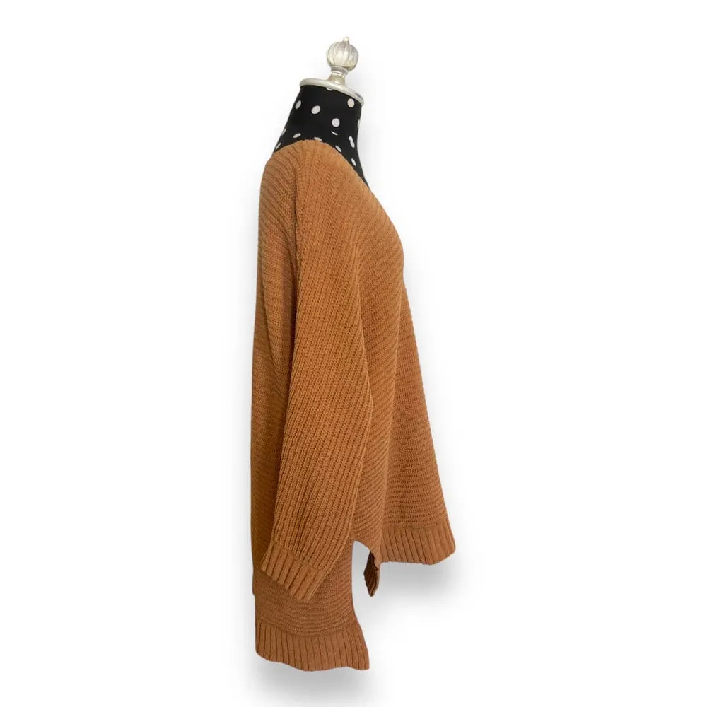 American Eagle  Womens Sweater Sz XS S Slouchy V-Neck Chenille Tan Longer Length - Image 5