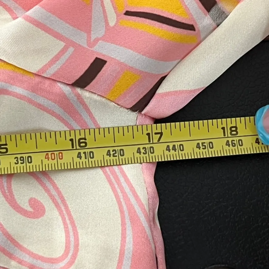 Julie Brown NYC Womens Blouse Small Funky Hippie Disco Bow Tie Flare Pink Orange - Image 13