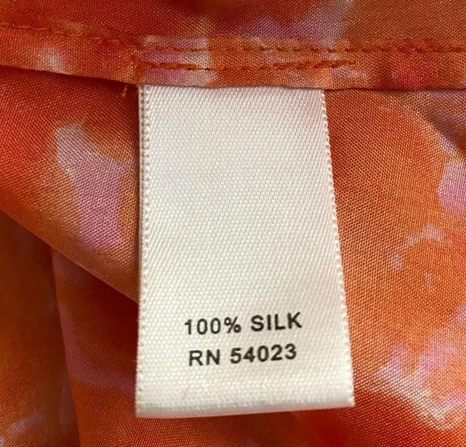 Banana Republic Orange Silk Short Sleeve Blouse Sz XS - Image 6