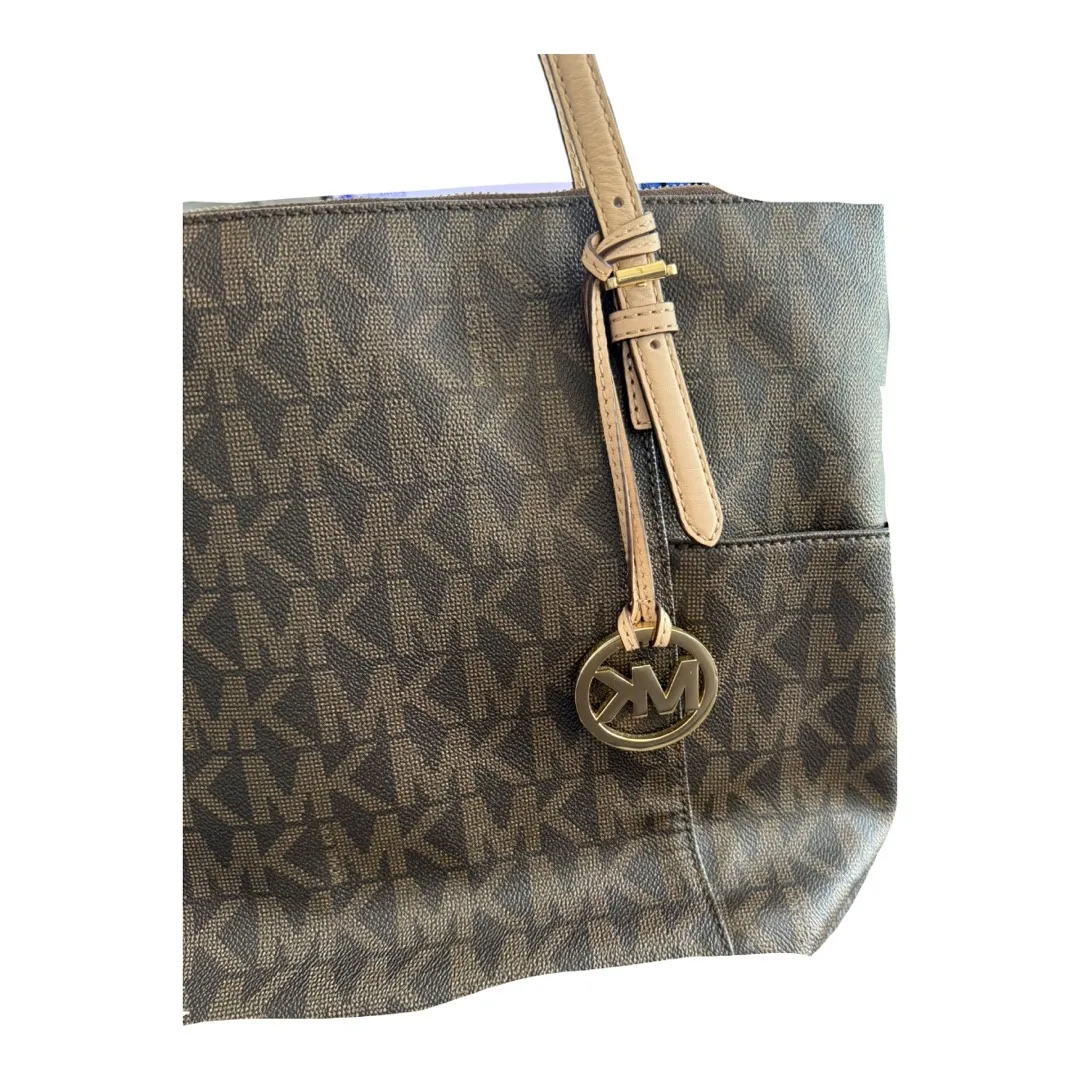 Michael Kors signature Jet Set East West Top Zip Tote Monogram Brown MK Print - Image 2