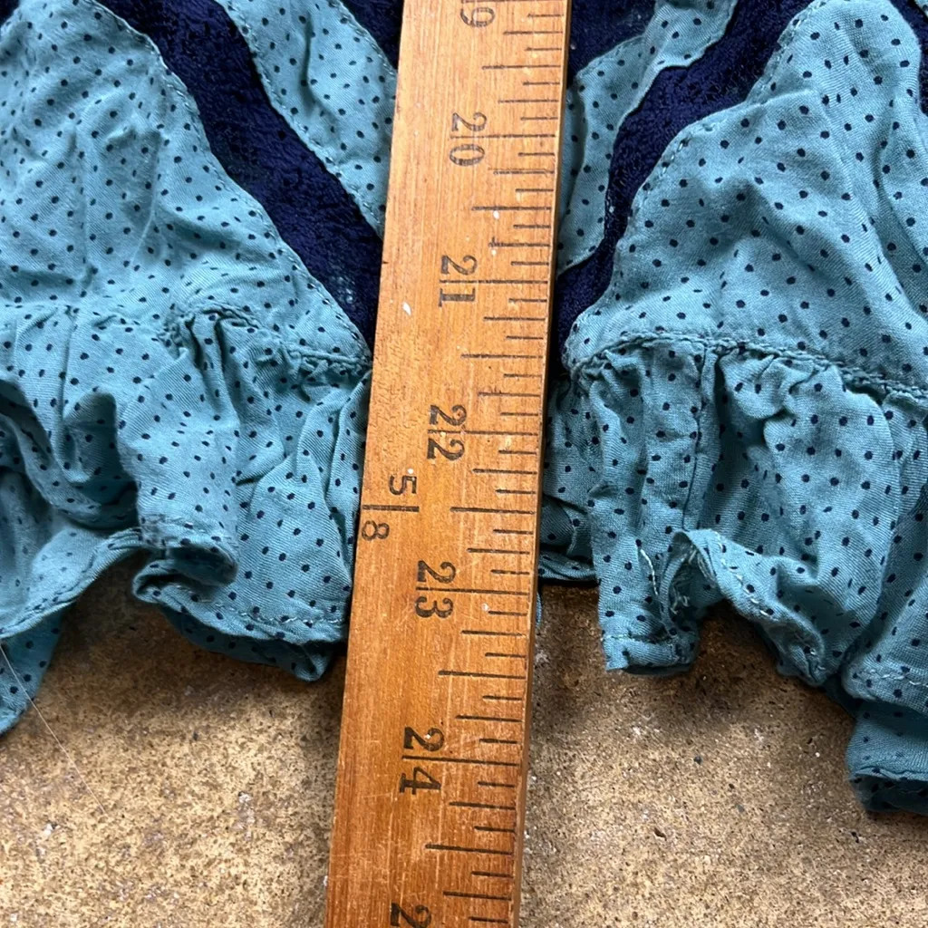 Free People Teal and Navy Voile Lace Trapeze slip dress
Size: Small - Image 6